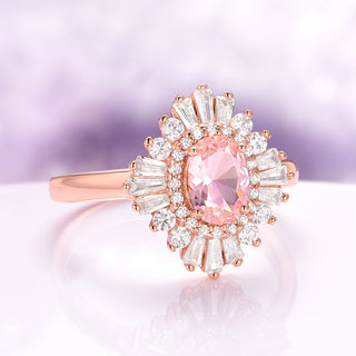 Victoria Vintage Morganite Engagement Ring in 14K Solid Rose Gold