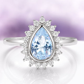 Teardrop Bezel Aquamarine Ring in Sterling Silver