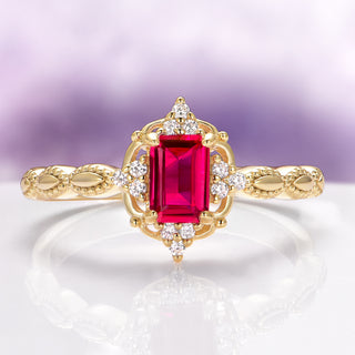 Vintage Ruby Ring in 14K Yellow Gold Vermeil