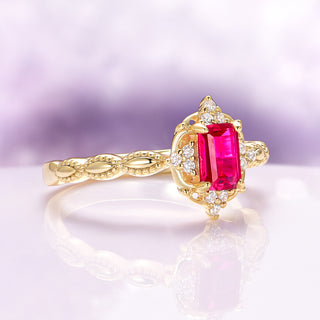 Vintage Ruby Ring in 14K Yellow Gold Vermeil