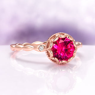 Vintage Ruby Ring in 14K Rose Gold Vermeil