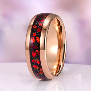 Galaxy Red Fire Opal & Garnet Couples Ring Set