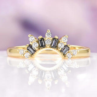 Gray Moissanite Crown Band in 14K Yellow Gold