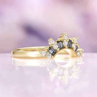 Gray Moissanite Crown Band in 14K Yellow Gold