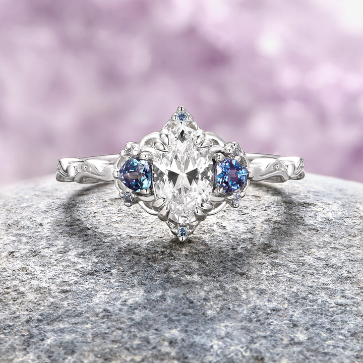 Esme Diamond (cz) & Alexandrite Ring- Sterling Silver