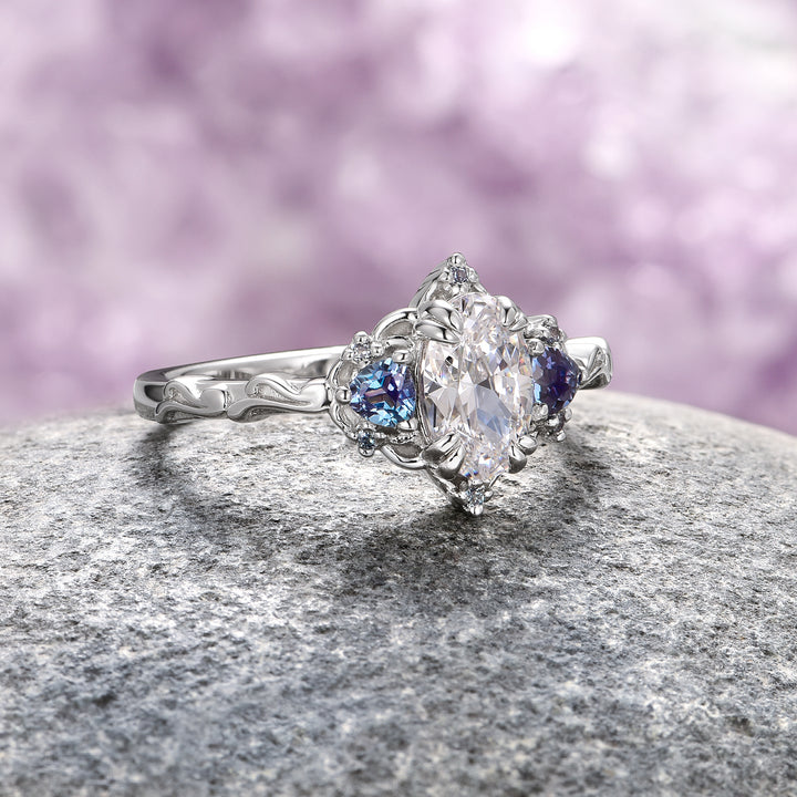 Esme Diamond (cz) & Alexandrite Ring- Sterling Silver