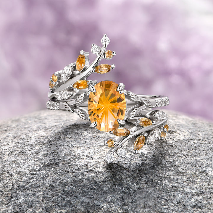 Fantasy Cut Citrine Couples Ring