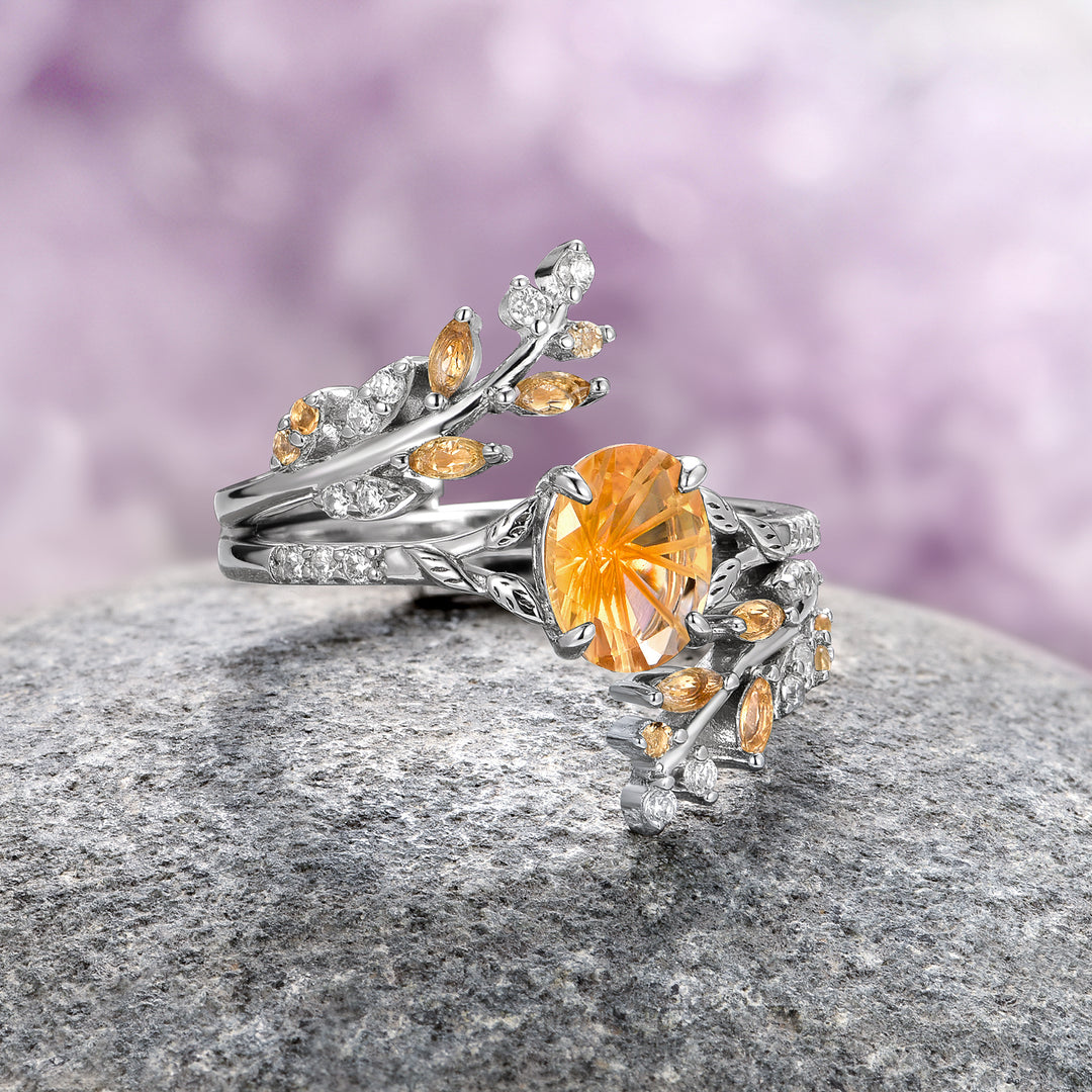 Fantasy Cut Citrine Couples Ring