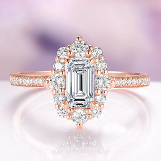Emerald Cut Lab-Grown Diamond Engagement Ring in Solid 14K Rose Gold (IGI Certified)