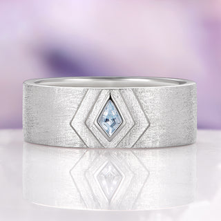 Kite Cut Aquamarine Wedding Band in 14K White Gold (8mm)