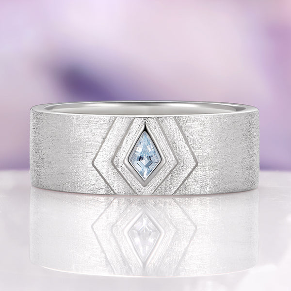 AFFY Simulated Aquamarine Men's Ring – 14K White Gold Plated Sterling Silver Birthstone Ring Size 13 - View #10