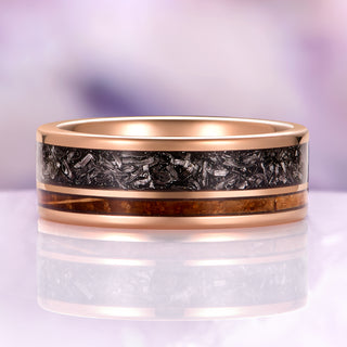 Meteorite & Whiskey Barrel Band in Rose Gold Tungsten Carbide (8mm)