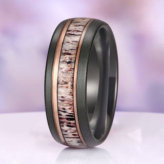 Elk Antler Two-Tone Tungsten Carbide Wedding Band (8mm) (Copy)