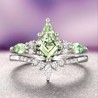 Skye Kite® Green Sapphire Ring Set- 14K White Gold