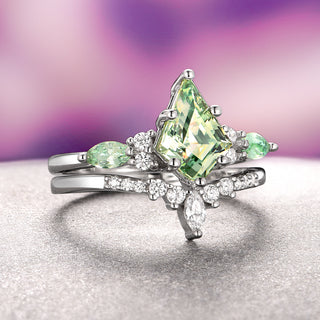 Skye Kite® Green Sapphire Ring Set- 14K White Gold