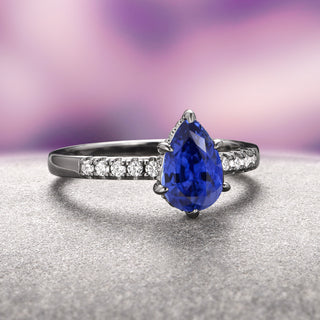 Art Deco Blue Sapphire Ring Set- Black Ruthenium