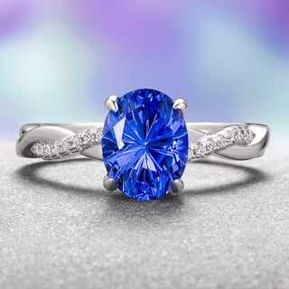 Sophia Fantasy Cut Sapphire Engagement Ring in 14K White Gold