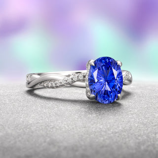 Sophia Fireworks Cut Blue Sapphire Ring in Sterling Silver