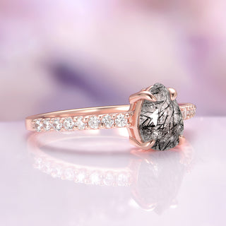 Rutilated Quartz Ring in 14K Rose Gold Vermeil