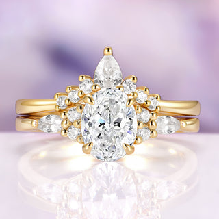 Estée Moissanite Engagement Ring Set in Solid 14K Yellow Gold