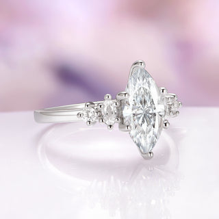 Marquise Moissanite Engagement Ring in 14K White Gold