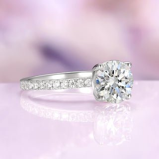 Round Moissanite Engagement Ring in 14K White Gold