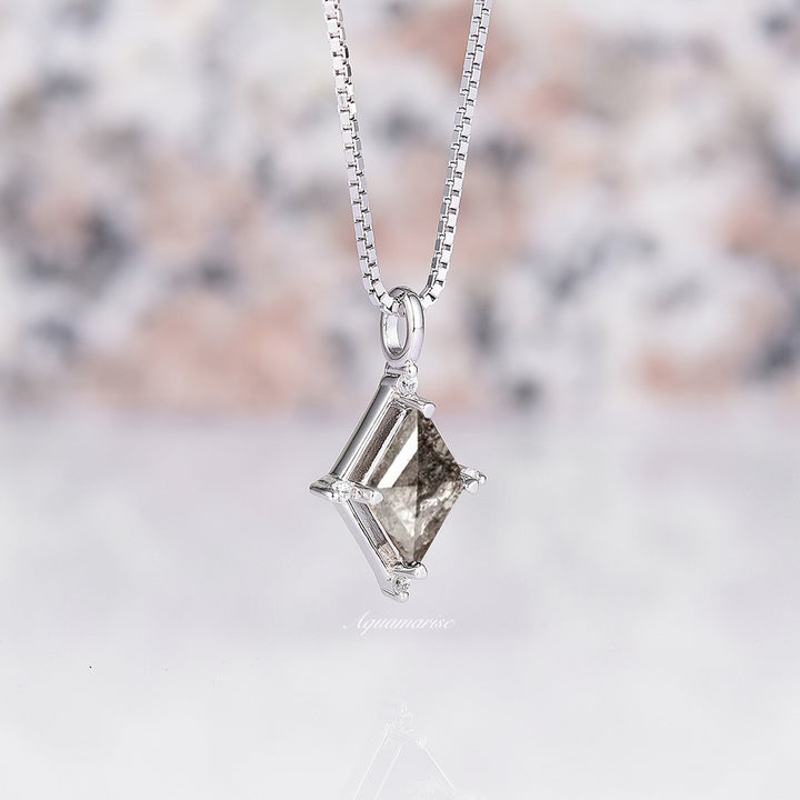 Galaxy Raw Salt & Pepper Diamond (Herkimer Diamond) Pendant Necklace- Sterling Silver