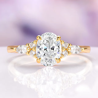 Estée Moissanite Engagement Ring Set in Solid 14K Yellow Gold