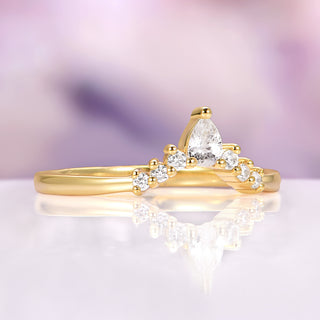Estée Moissanite Engagement Ring Set in Solid 14K Yellow Gold