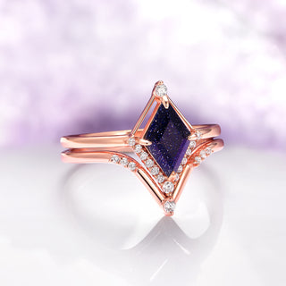 Starry Night Sandstone Ring Set- 14K Rose Gold Vermeil