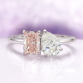 Toi Et Moi Lab-Grown Diamond and Morganite Ring- 14K White Gold (IGI Certified)