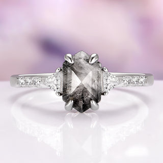 Hexagon Natural Herkimer Diamond Ring in Sterling Silver