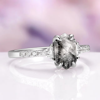 Natural Herkimer Diamond Engagement Ring in 14K White Gold
