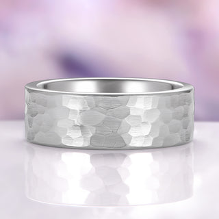 Hammered Wedding Band in Tungsten Carbide (8mm)
