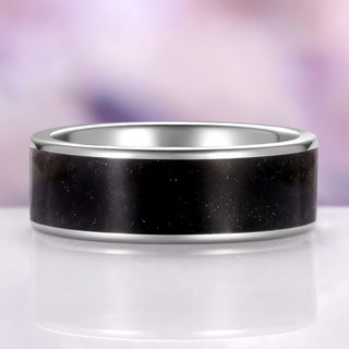 Black Obsidian Wedding Band in Tungsten Carbide (8mm)
