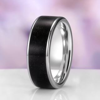 Black Obsidian Wedding Band in Tungsten Carbide (8mm)