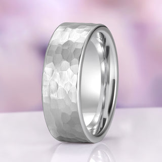 Hammered Wedding Band in Tungsten Carbide (8mm)