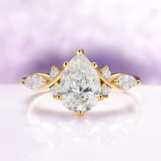 Feyra Lab-Grown Diamond Bridal Ring Set- 14K Solid Yellow Gold (IGI Certified)