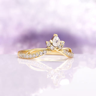 Feyra Lab-Grown Diamond Bridal Ring Set- 14K Solid Yellow Gold (IGI Certified)