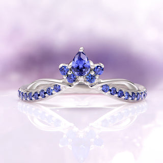 Feyra Lab-Grown Diamond and Blue Sapphire Ring Set in 14K White Gold (IGI Certified)