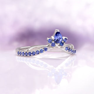 Feyra Lab-Grown Diamond and Blue Sapphire Ring Set in 14K White Gold (IGI Certified)