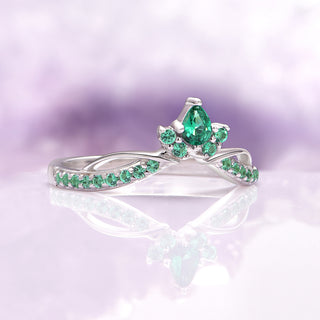 Feyra Lab-Grown Diamond and Emerald Ring Set- 14K White Gold (IGI Certified)