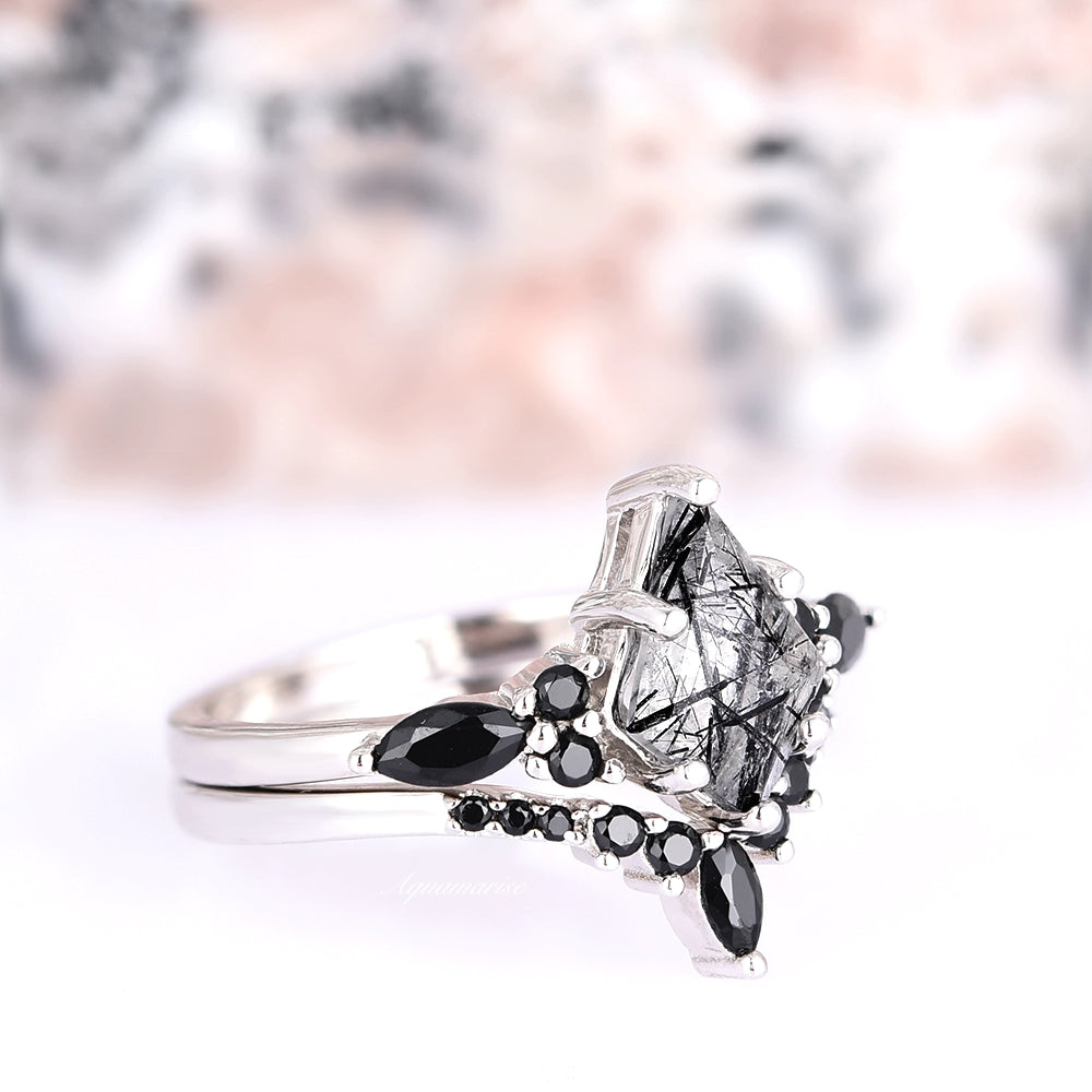 Skye Kite™  Rutilated Quartz & Black Onyx Ring Set- Sterling Silver