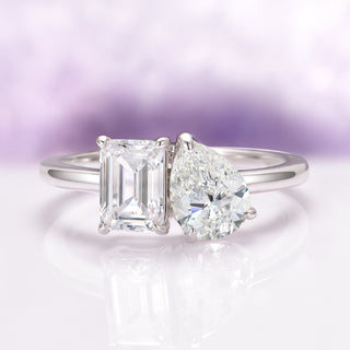 Toi Et Moi Lab-Grown Diamond Engagement Ring in 14K White Gold (IGI Certified)