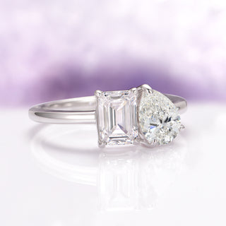 Toi Et Moi Lab-Grown Diamond Engagement Ring in 14K White Gold (IGI Certified)