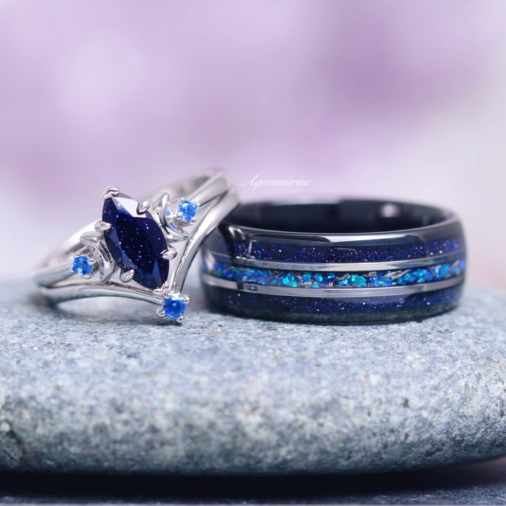 Lunar Starlight Ring Set (Starry Night)- Sterling Silver