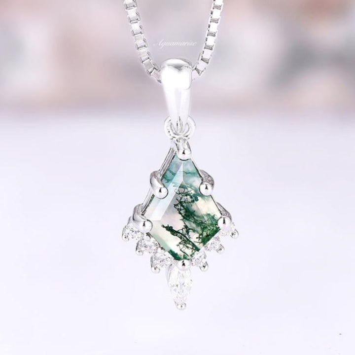 Skye Kite Green Moss Agate Necklace- Sterling Silver