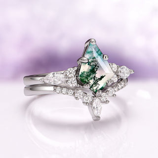 Skye Kite® Green Moss Agate Couples Ring Set