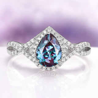 Flair Teardrop Alexandrite Ring in Sterling Silver