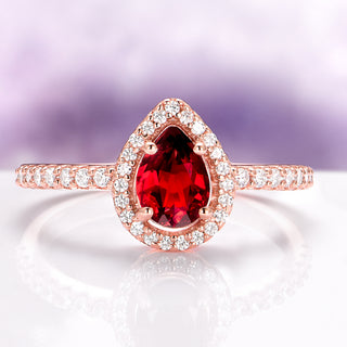 Teardrop Garnet Ring in 14K Rose Gold Vermeil